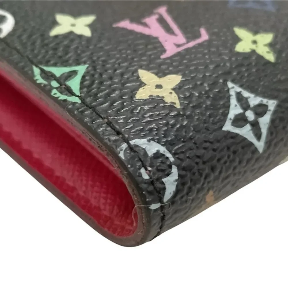Auth Louis Vuitton Multicolor Monogram Murakami Portefeuille Joey Compact Wallet